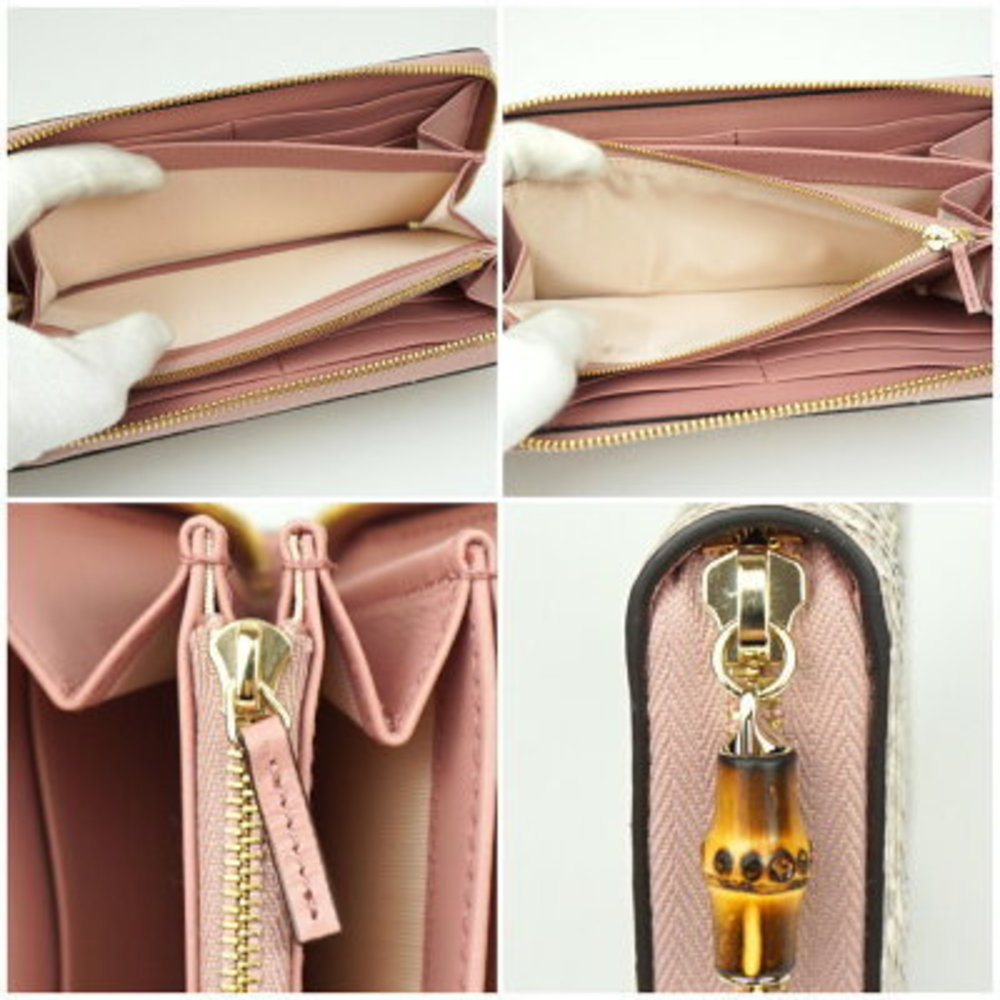 Gucci Bamboo Zip Wallet Pink Python Leather Gg - image 6